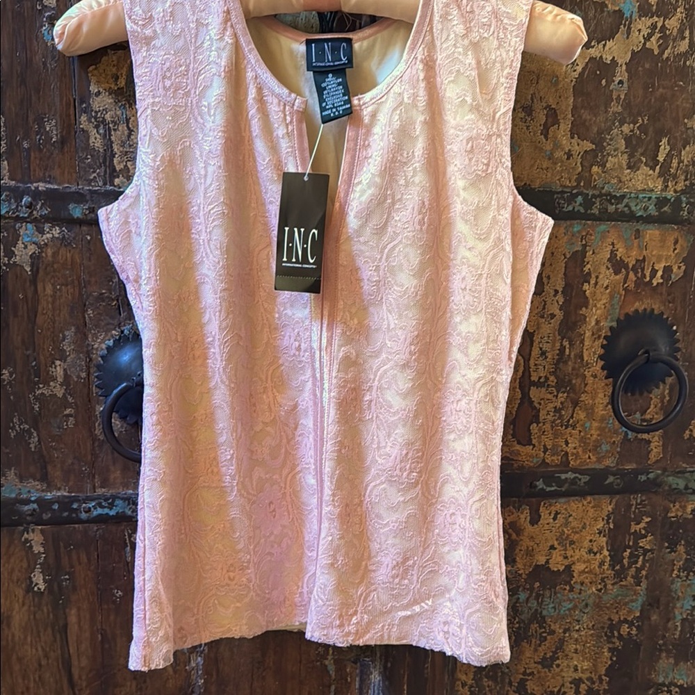 INC NWT Blush Lace Vest Tank Top w/Nude Lining